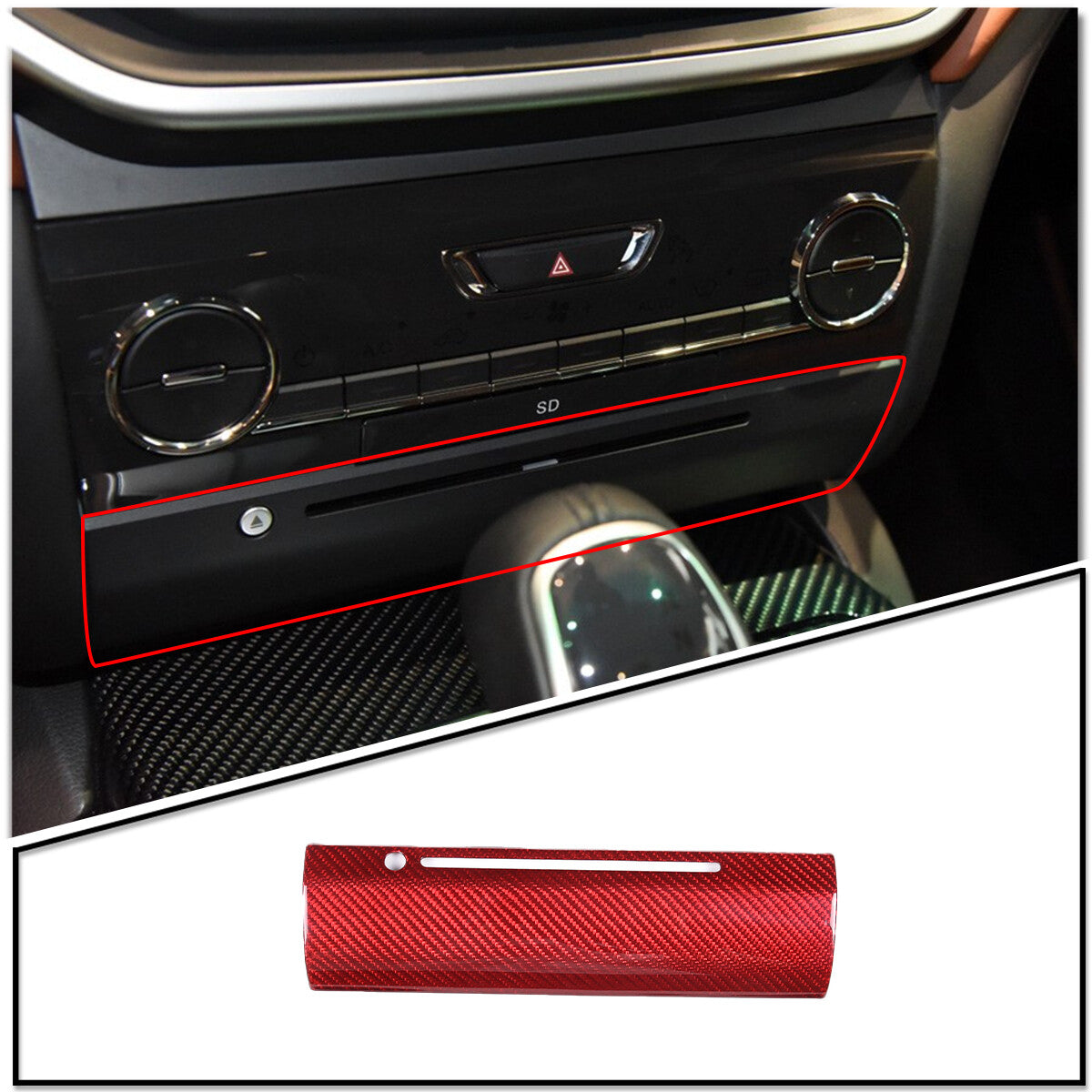 Red Carbon Interior CD Panel Decor Cover Trim Fit for Maserati Glibli 2014-15 2