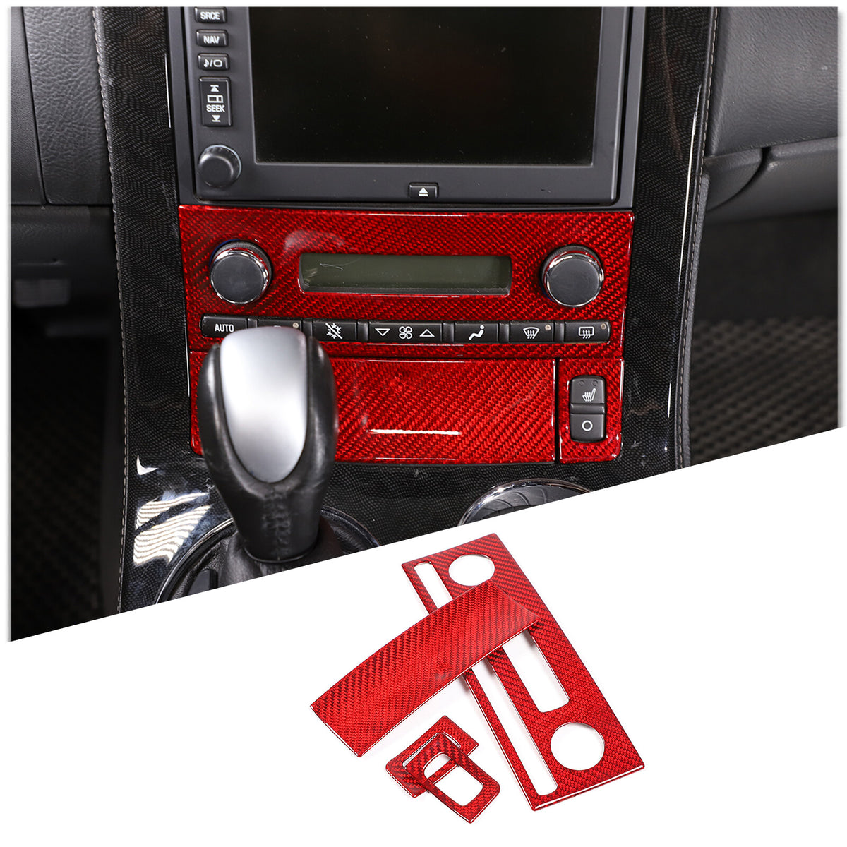 Red Real Carbon Fiber Center Console Air Conditioner Trim For Corvette C6 05-13 19
