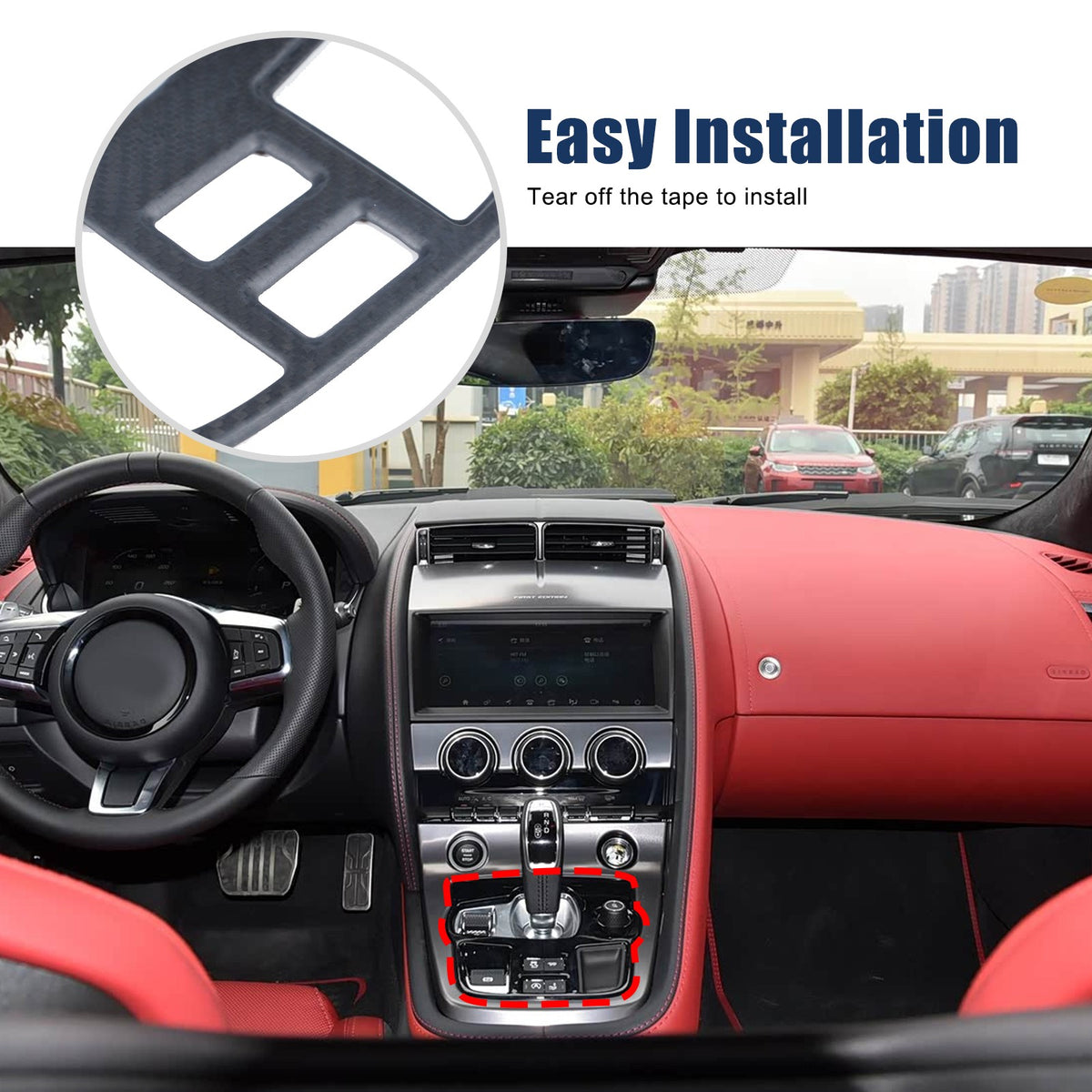 Matte Real Carbon Fiber Gear Shift Indicator Trim For Jaguar F-TYPE X152 2013+ 18