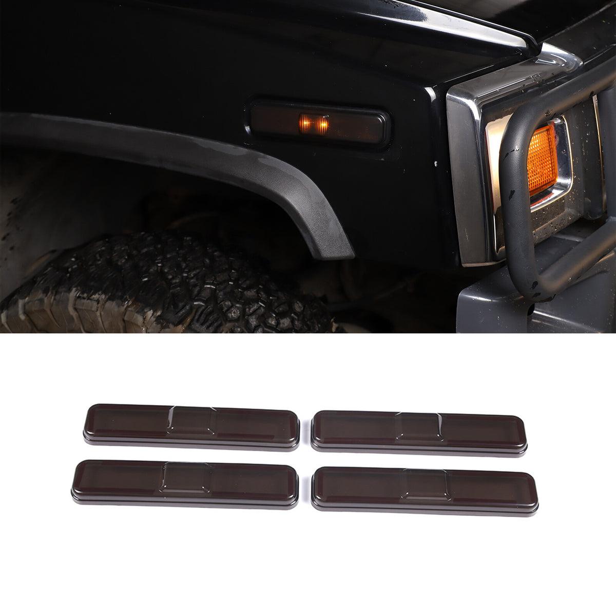 18pcs Smoked Front Rear Side Tail Light Roof Light Trim Cover For Hummer H2 26