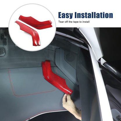 Red Real Carbon Fiber Center Console Dashboard Cover Trim For Corvette C8 20-26 14