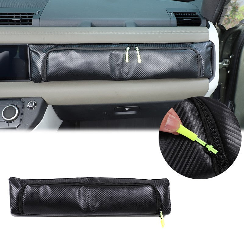Carbon Fiber Texture Passenger Dashboard Storage Bag For LR Defender L663 2020+ 23