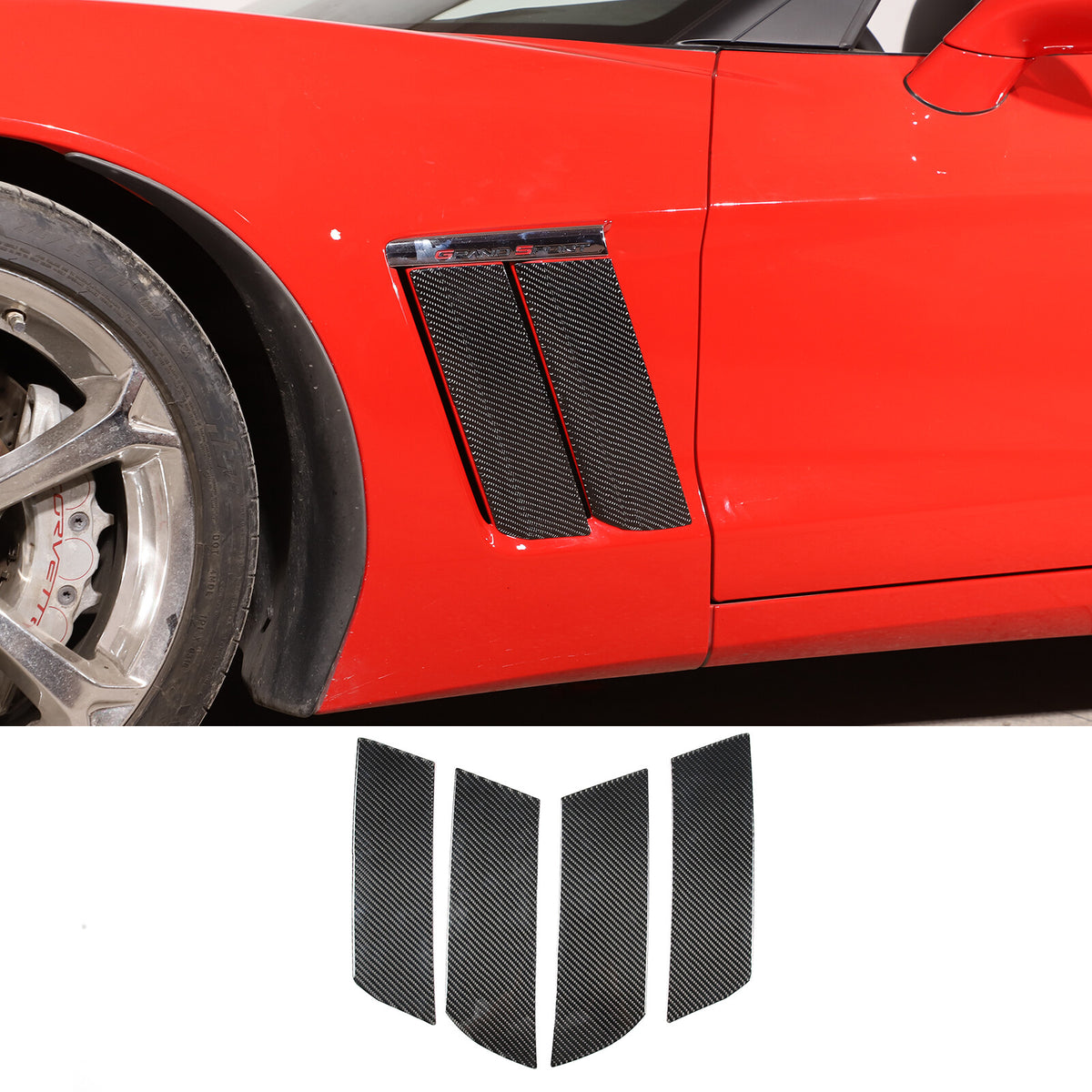 Carbon Fiber side fender vents Panel Sticker Trim For Corvette C6 2005-2013 1