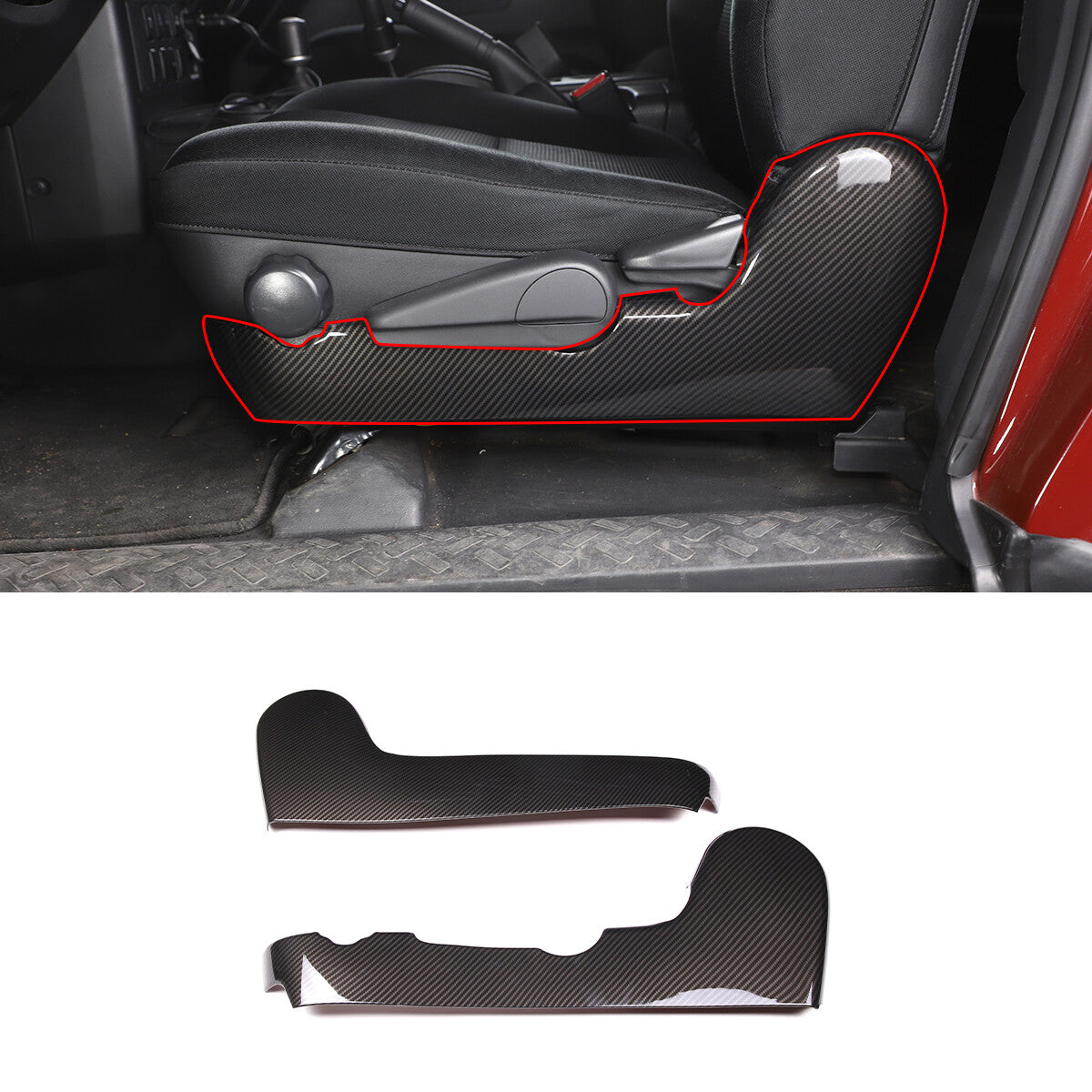 Carbon Fiber Style Seat Handle Panel Cover Trim For Toyota FJ Cruiser 07-21 1