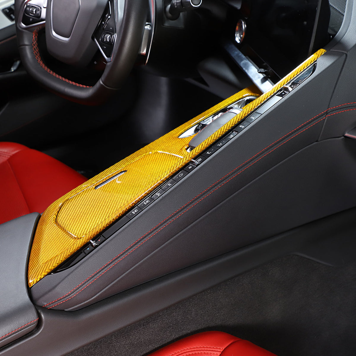Real Carbon Fiber Center Console Gear Shift Panel Cover For Corvette C8 2020-25 5