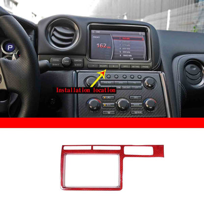 Red Carbon fiber Central Navigation Panel Cover trim For Nissan GTR R35 08-16 11