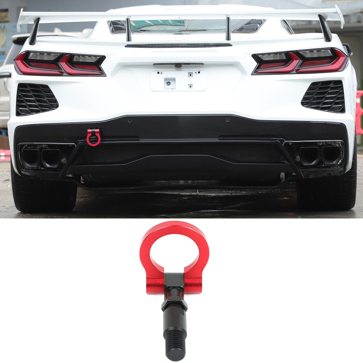 Red Aluminum Front & Rear Track Racing Tow Hook Trailer For Corvette C8 2020+ US 21