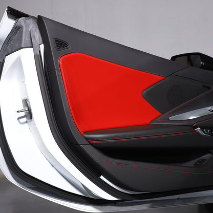 Red ABS Interior Door Anti-Kick Panel Cover Trim Frame For Corvette C8 20-26 US 12