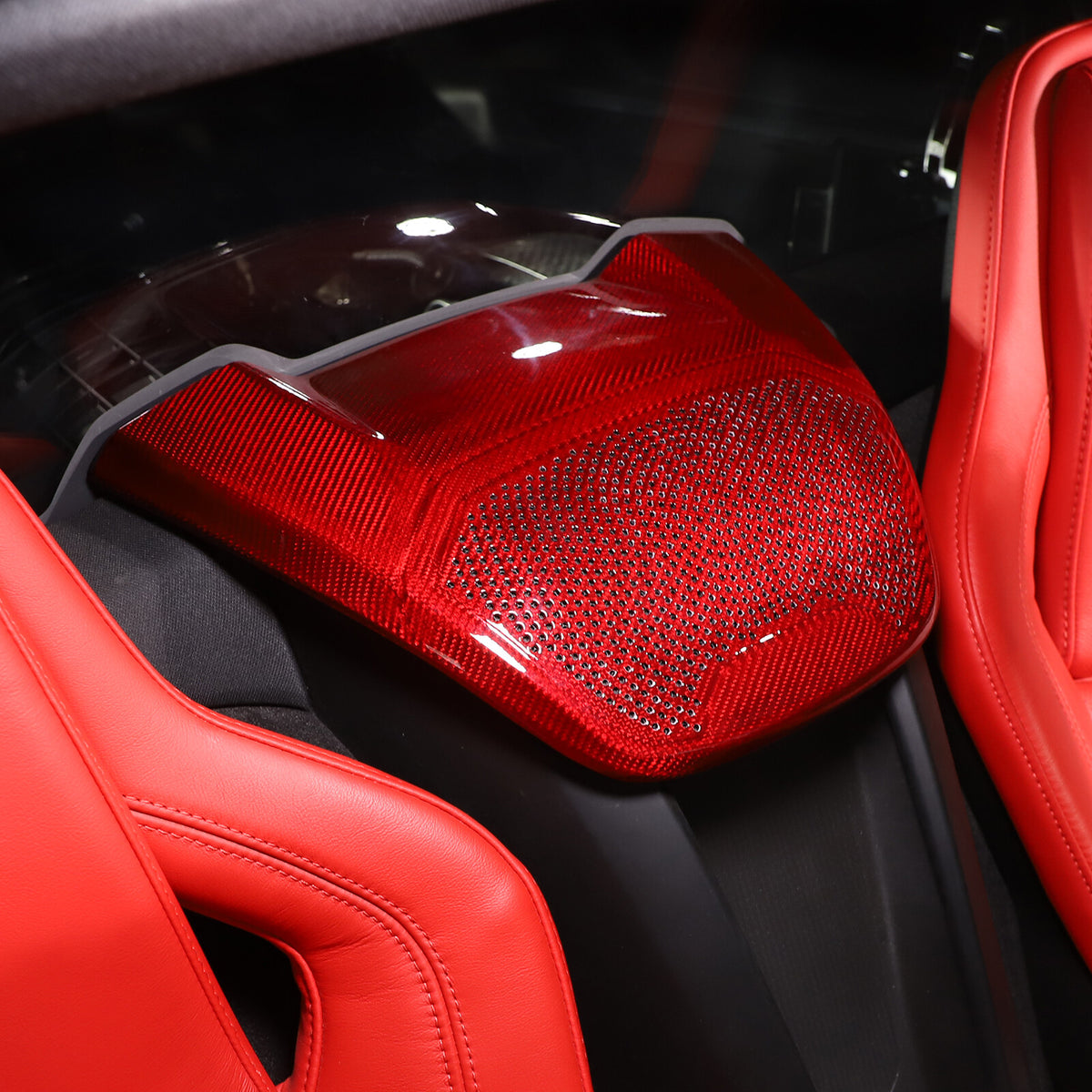 Red Real Carbon Rear Speaker Cover Trim For Corvette C8 Coupe Z06 Z51 1LT 20-26 15