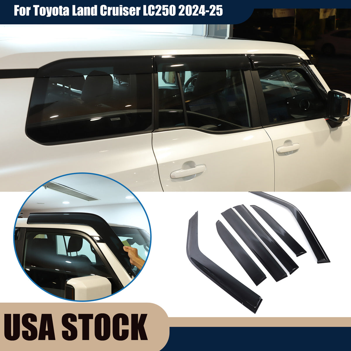 For Toyota Land Cruiser LC250 24-25 Window Visor Vent Shade Sun Rain Guard Black 1