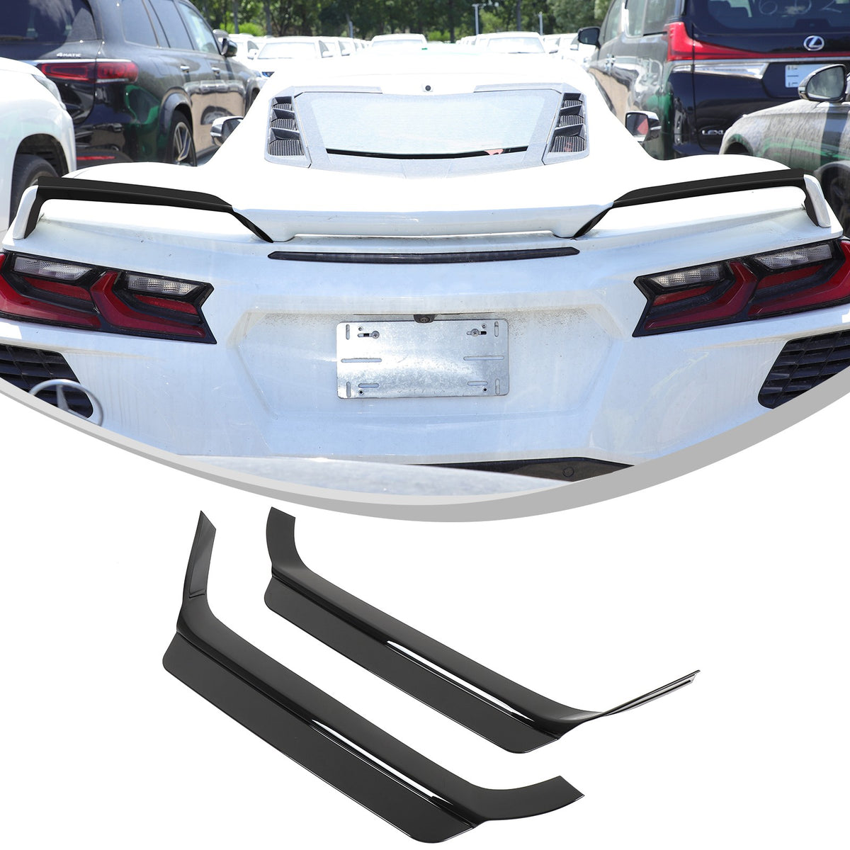 Glossy Piano Black Rear Spoiler Wing Cover Trim Frame For Corvette C8 2020-2026 3