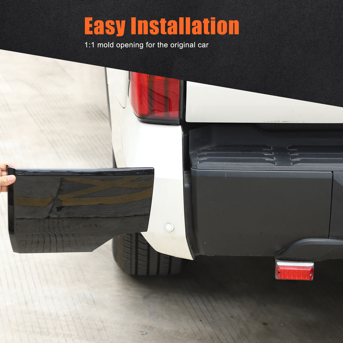 Glossy Piano Black ABS Rear Bumper Panel Trim Cover For Toyota Tundra 2022+ 16