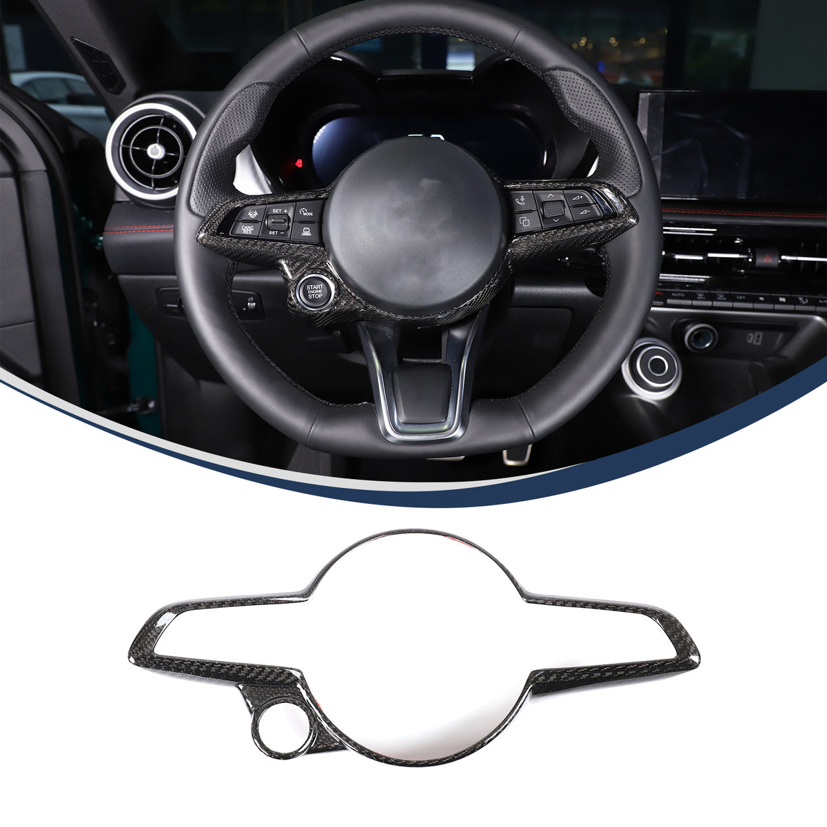 Real Carbon Fiber Steering Wheel Cover Trim For Alfa Romeo Giulia/Stelvio 2020+ 22