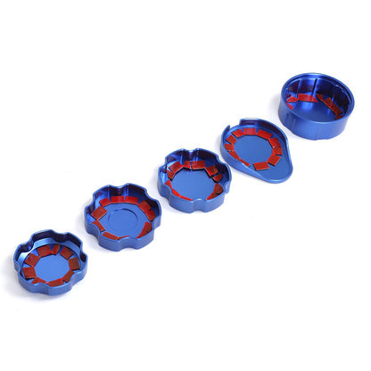 5pcs Alloy Blue Engine Cabin Fluid Cover Decorate Caps For Corvette C6 2005-2013 16