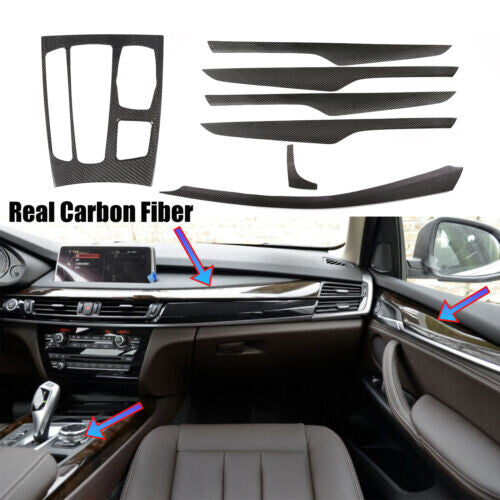 Real Carbon Fiber Interior Center Dashboard Trim Kit For BMW X5 F15 2014-18 1
