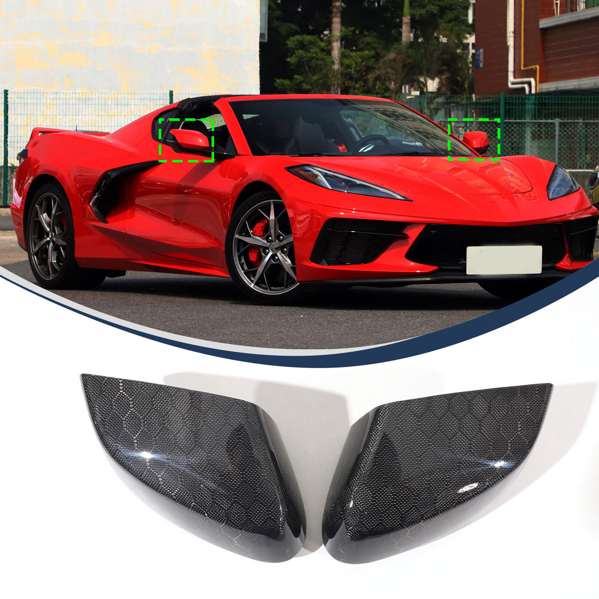 Honeycomb Real Carbon Fiber Side Mirror Cover Trim For Corvette C8 2020-2026 4