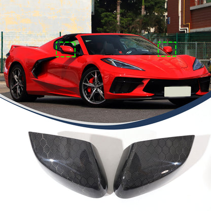 Honeycomb Real Carbon Fiber Side Mirror Cover Trim For Corvette C8 2020-2026 4
