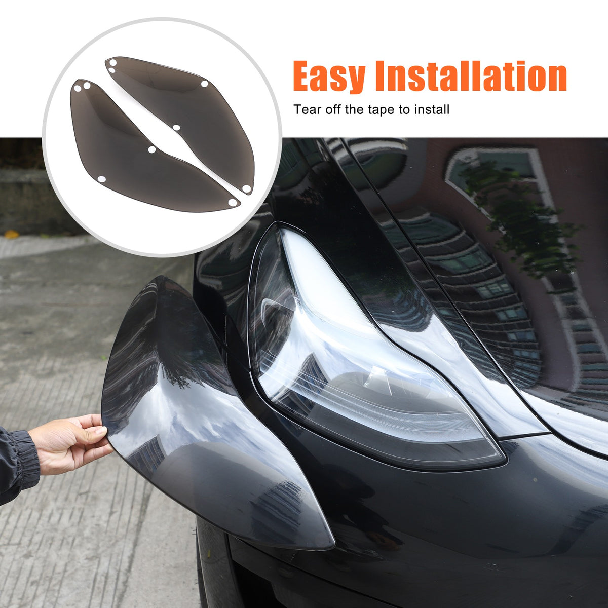 Transparent Gray Smoked Front Headlight Trim Cover For Tesla Model 3/Y 17-22 US 7