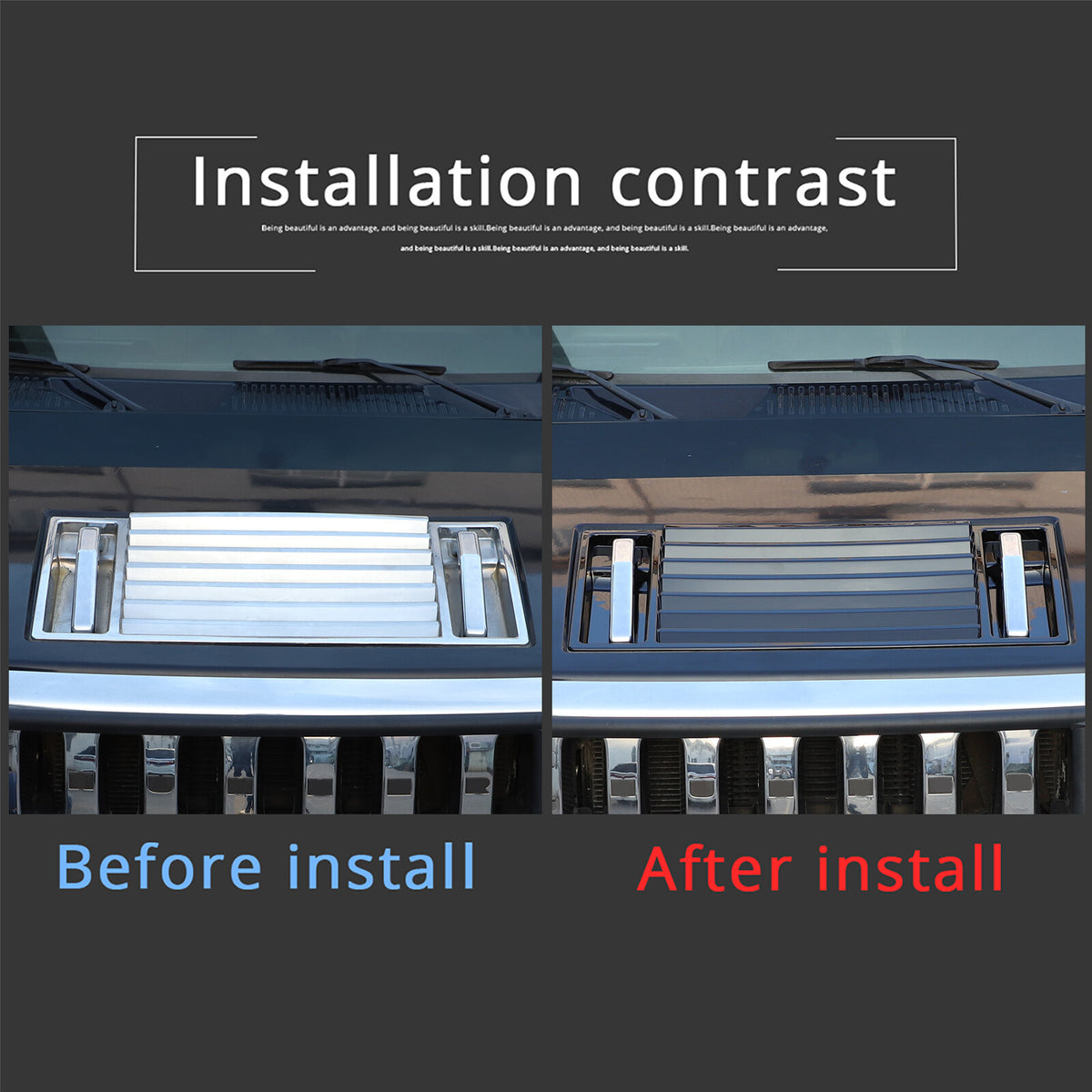 Piano Black Hood Air Deck Vent Grille Panel W Handle Trim For Hummer H2 03-09 US 14