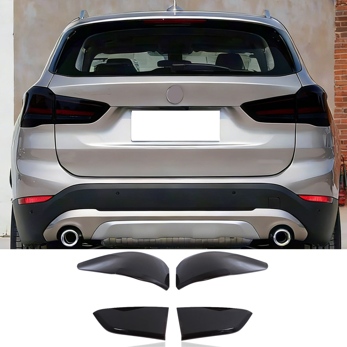 Smoked Black Rear Tail Light Guard Decor Cover Trim Bezel For BMW X1 F48 2020-22 20