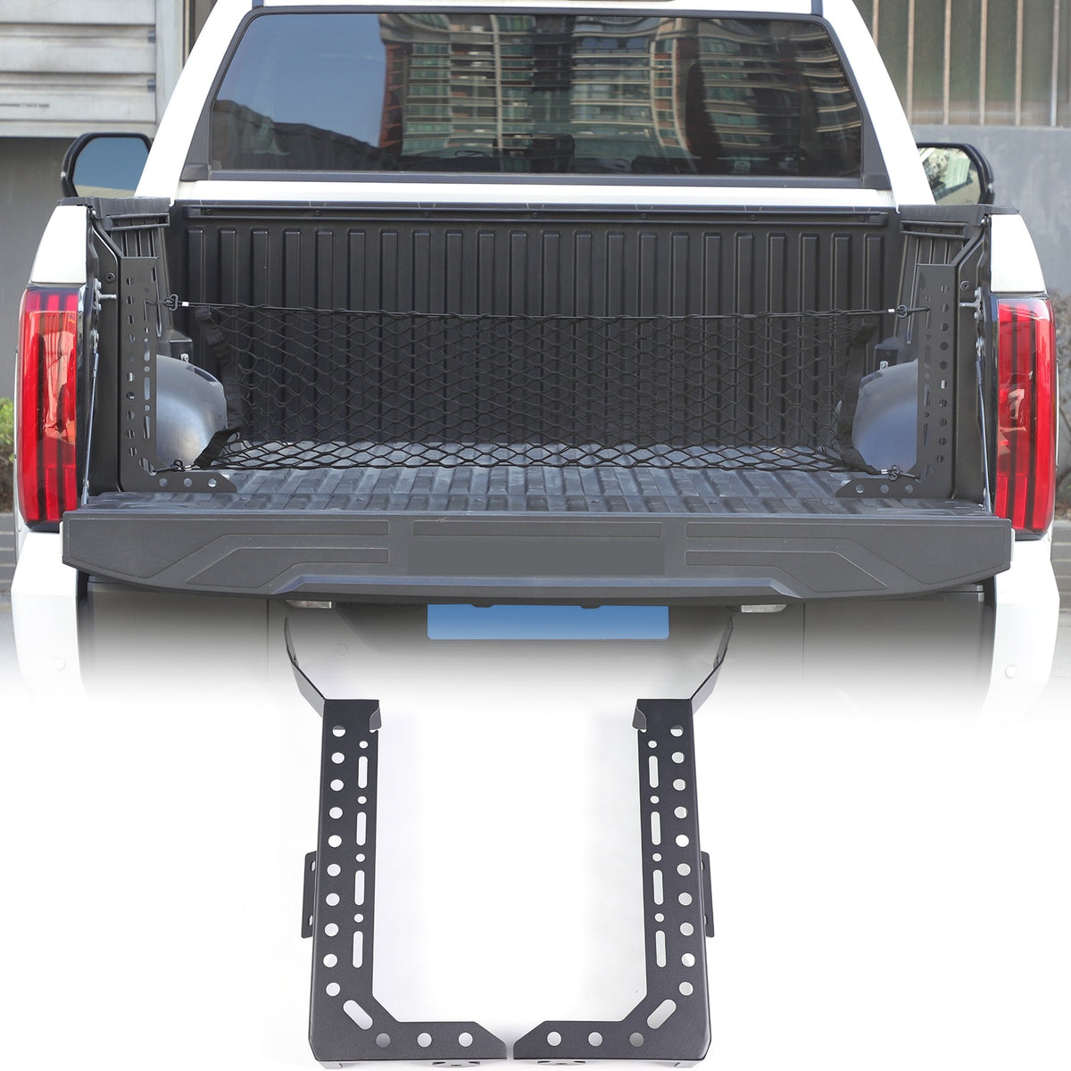 Black Steel L-Shaped Truck Bed Reinforcement Bracket For Toyota Tundra 2022+ US 15
