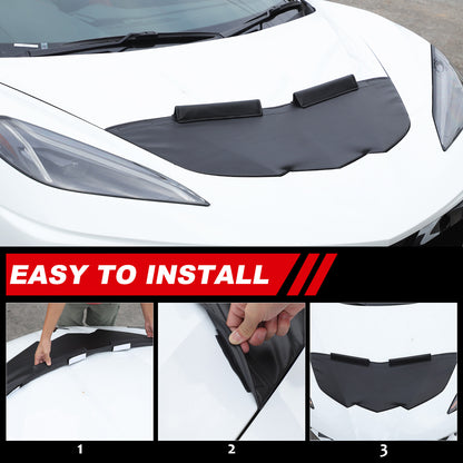 PU Leather Car Bonnet Hood Bra Wind & Bug Deflectors For Corvette C8 2020-26 US 13