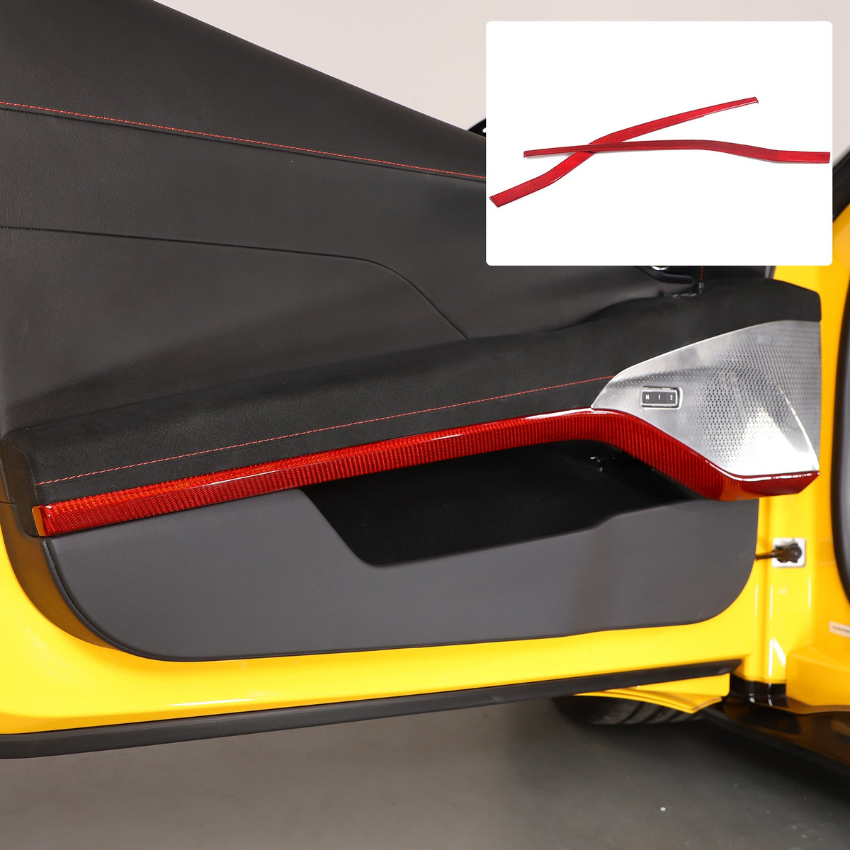 Red Real Carbon Fiber Interior Inner Door Panel Trim For Lotus Emira 2021-2023 5