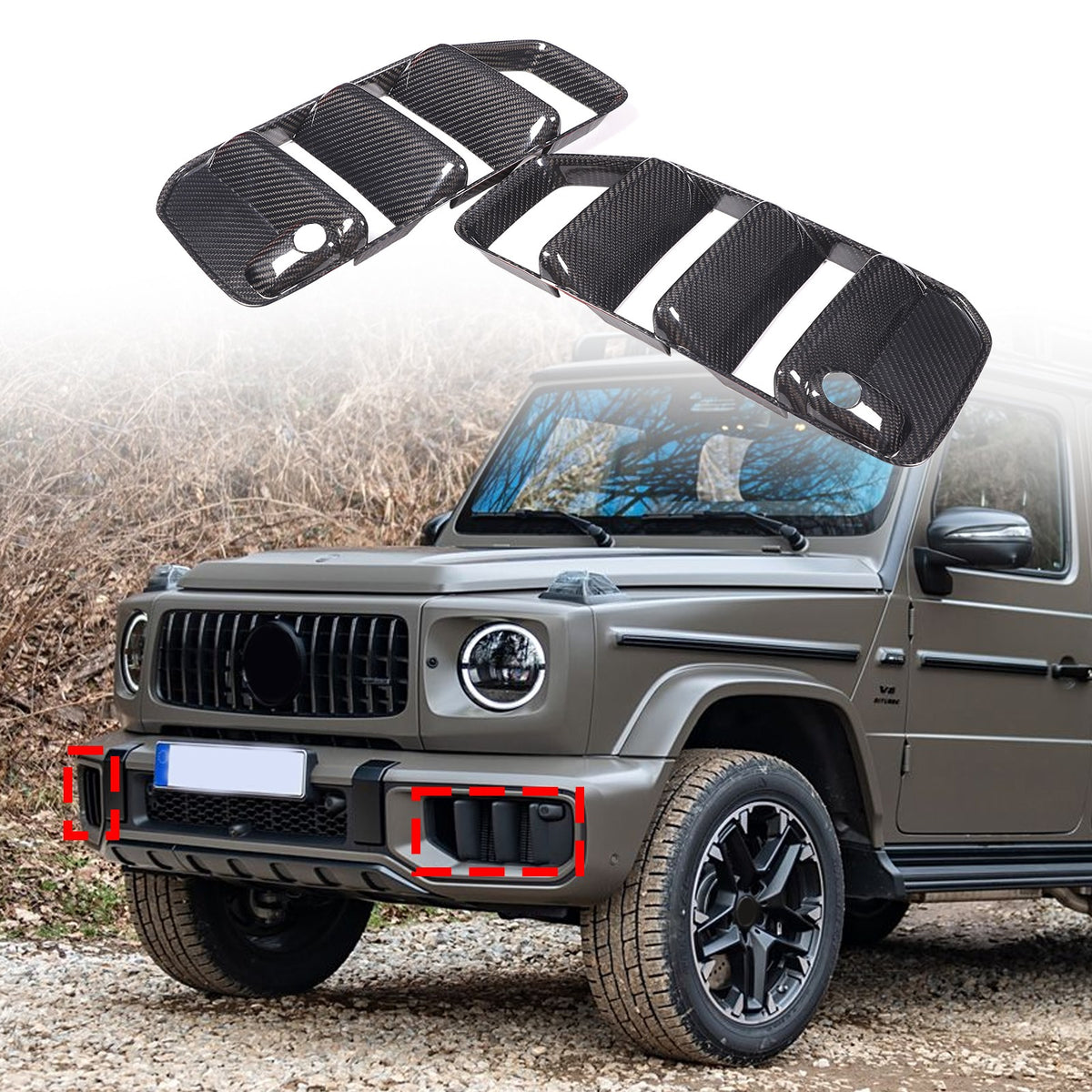 Real Carbon Fiber Front Bumper Air Intake Grille Trim Set For Benz G63 W465 25+ 2