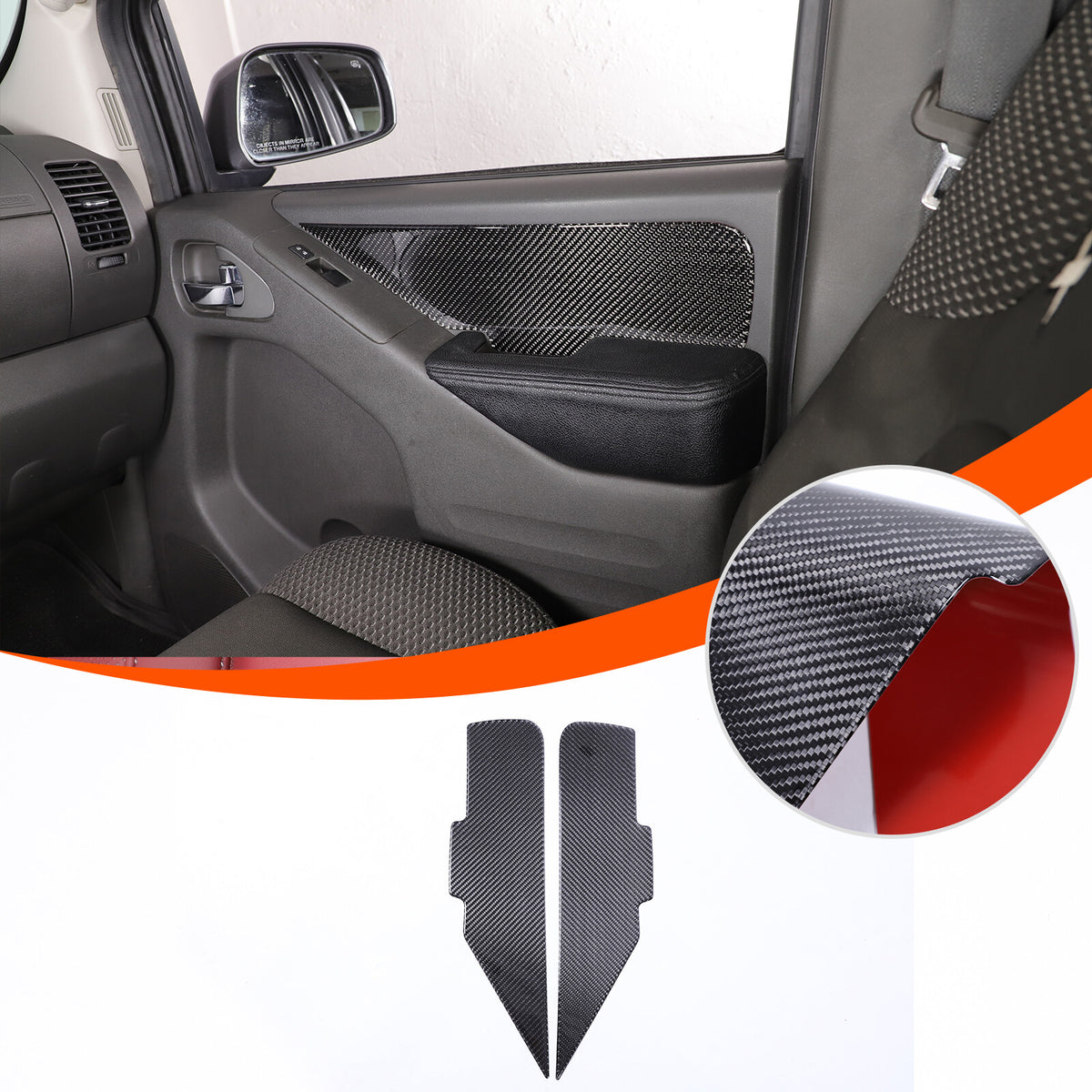 Carbon Fiber Door Armrest Side Panel Trim Sticker For Nissan Frontier 2005-2021 1