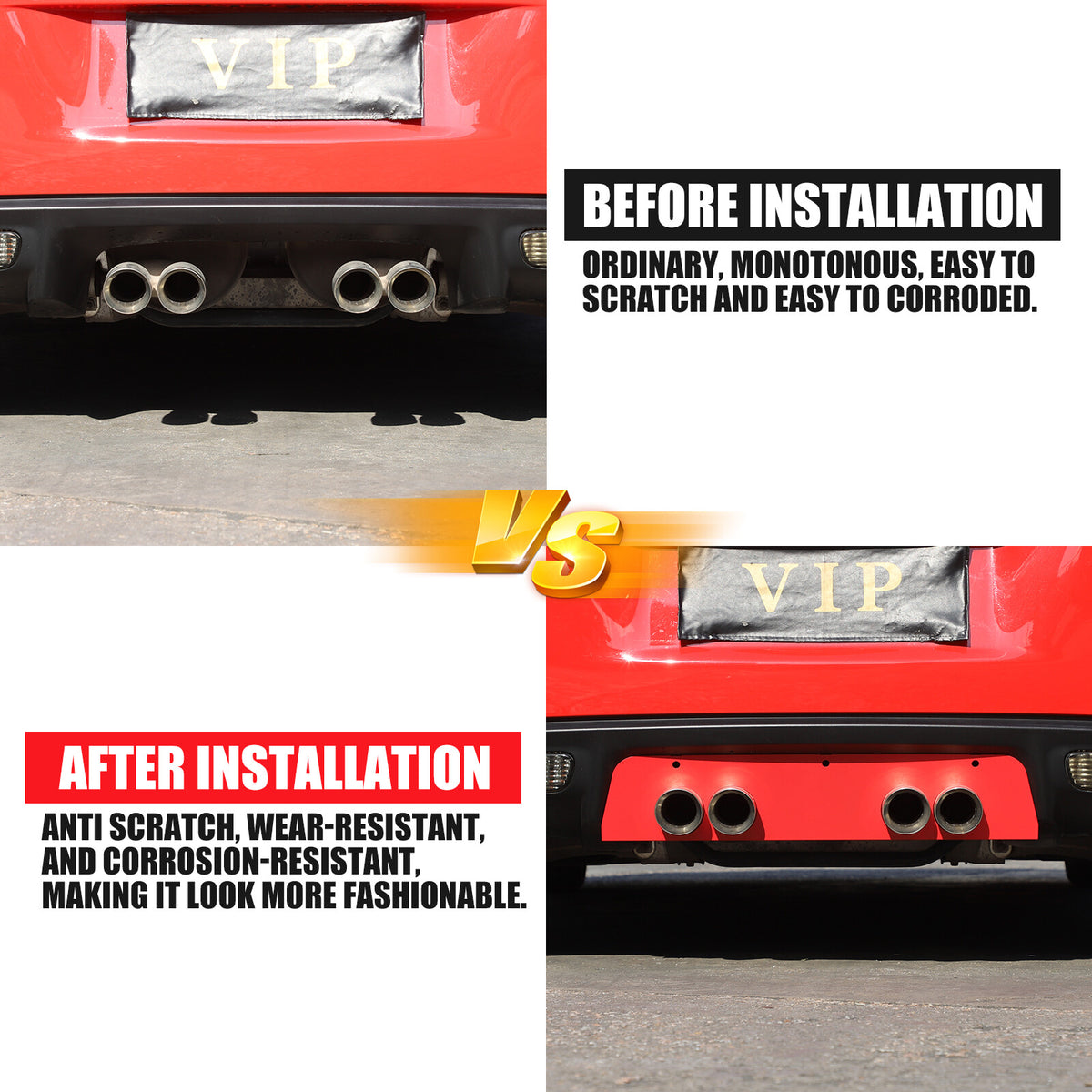 Red Stainless Steel Exhaust Filler Panel trim For Corvette C6 2005-2013 9
