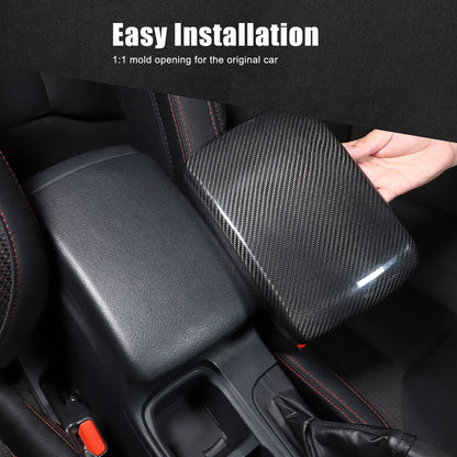 Real Carbon Fiber Center Armrest Storage Box Cover Trim For Subaru WRX VB 22-24 2