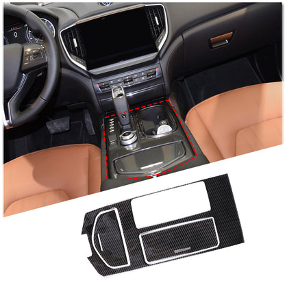 Carbon Fiber Center Console Shifter Panel Sticker For 2014-24 Maserati Ghibli 4