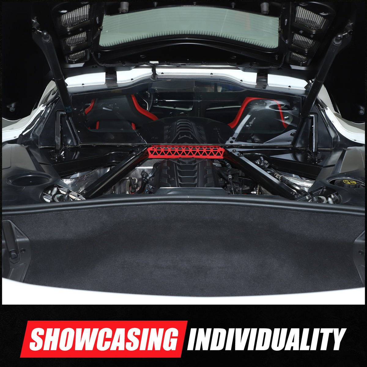 Red Aluminum Engine Bay Strut Bar Connecting Trim Cover For Corvette C8 2020+ 9