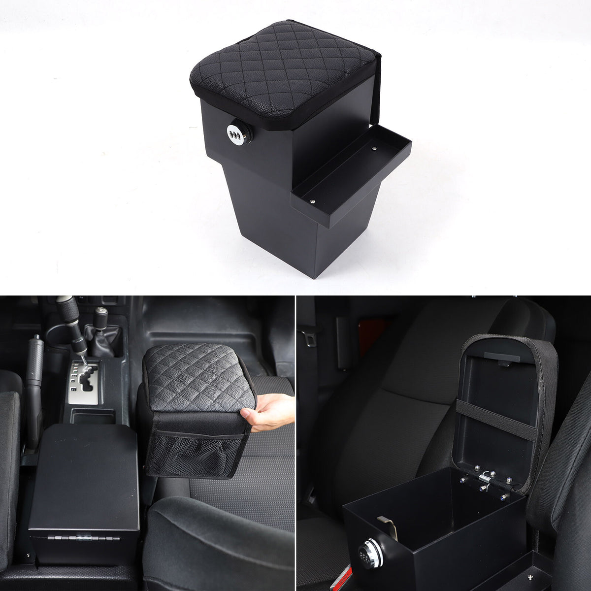 Steel Center Console Armrest Safe Storage Box w Lock For Toyota FJ Cruiser 07-21 15