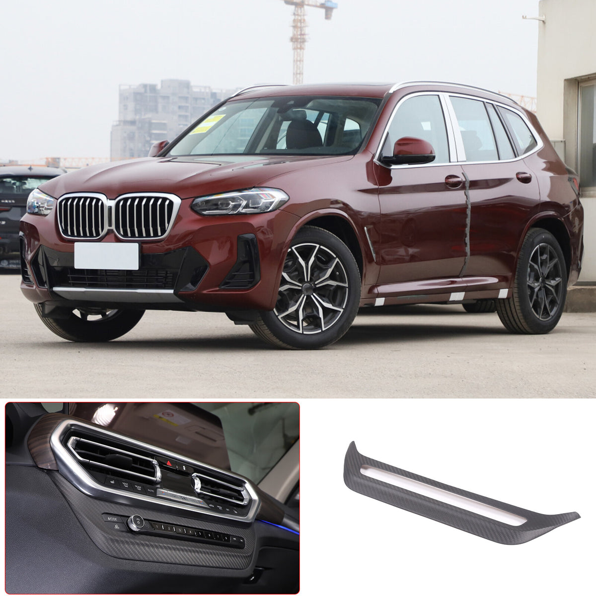 Matte Real Carbon Fiber Air Vent Switch Adjust Cover Trim For BMW X3 G01 2022-23 17