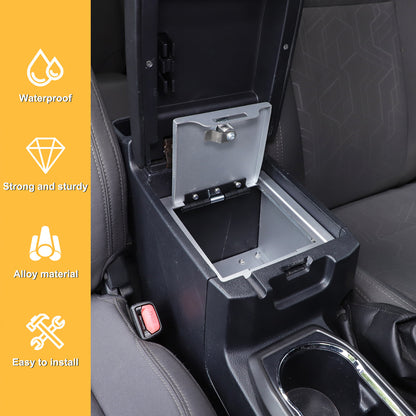 Silver Center Console Safe Armrest Storage Lock Box TRAY For Toyota Tacoma 16-22 19