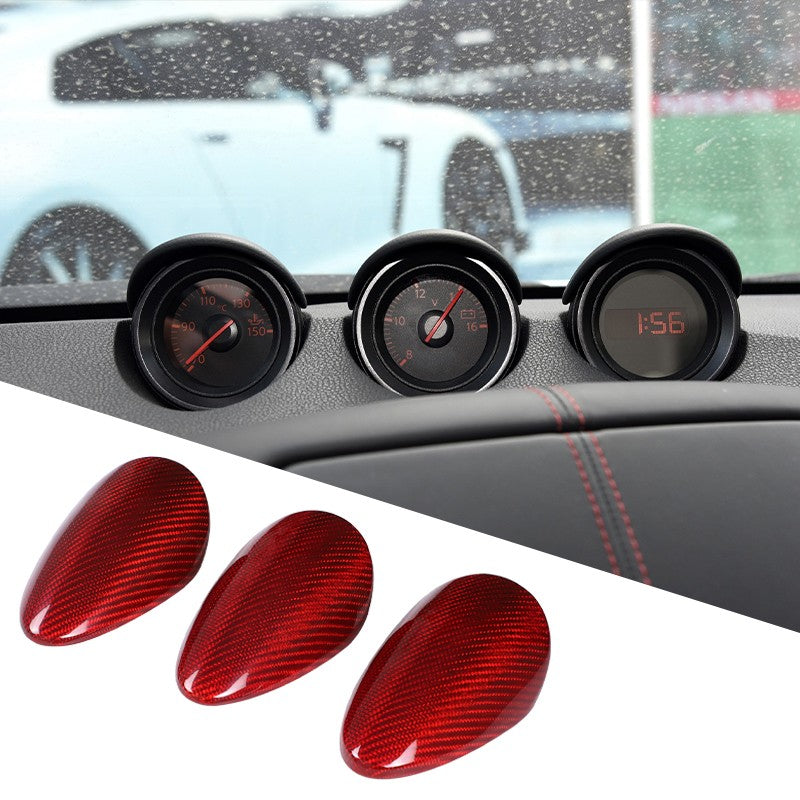 Red Real Carbon Fiber Triple Gauge Bezel Trim Cover For Nissan 370Z 2009-20 19