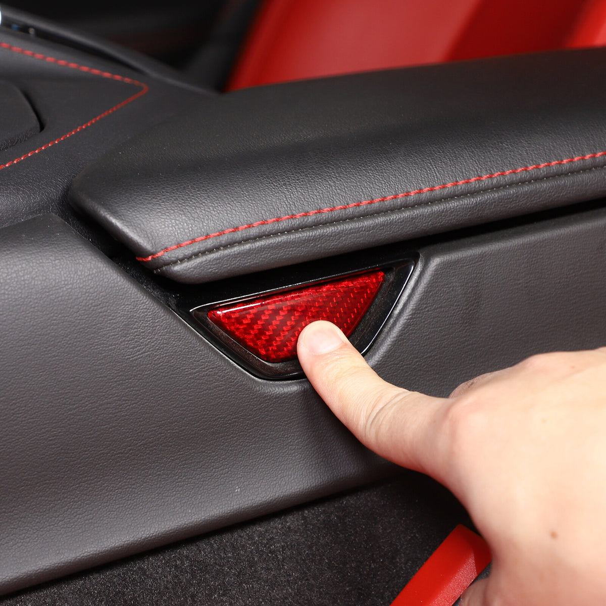 Red Real Carbon Fiber Full Interior Set Decor Trim Kit for Corvette C8 20-25 111