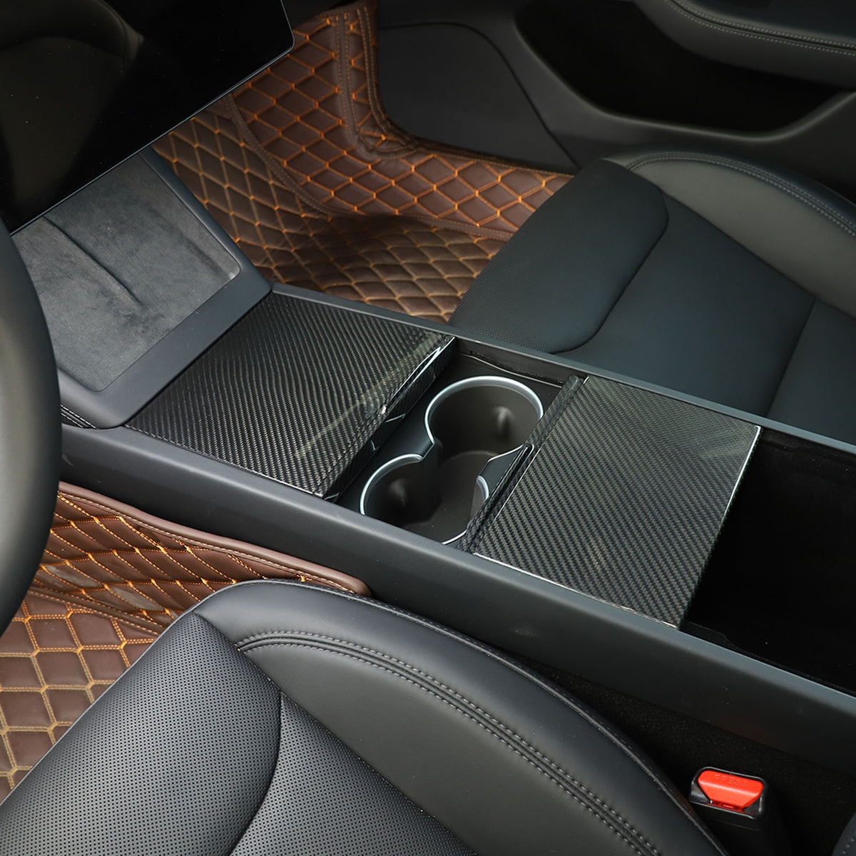 Real Dry Carbon Fiber Center Console Interior Trim Cover For Tesla Model 3 2023+ 43