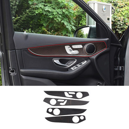 Carbon Fiber Door Panel Trim Cover Strip For Mercedes Benz C Class W205 2014-20 1