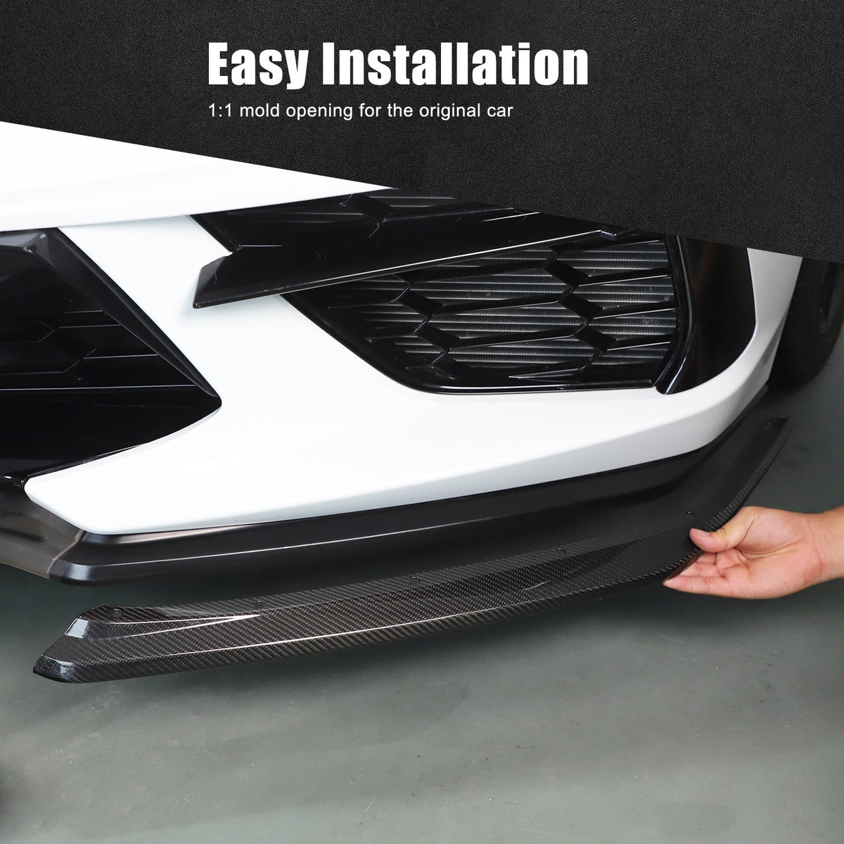 Real Carbon Fiber Front Bumper Lip Splitter For 20-26 Corvette C8 Z51 Stingray 17