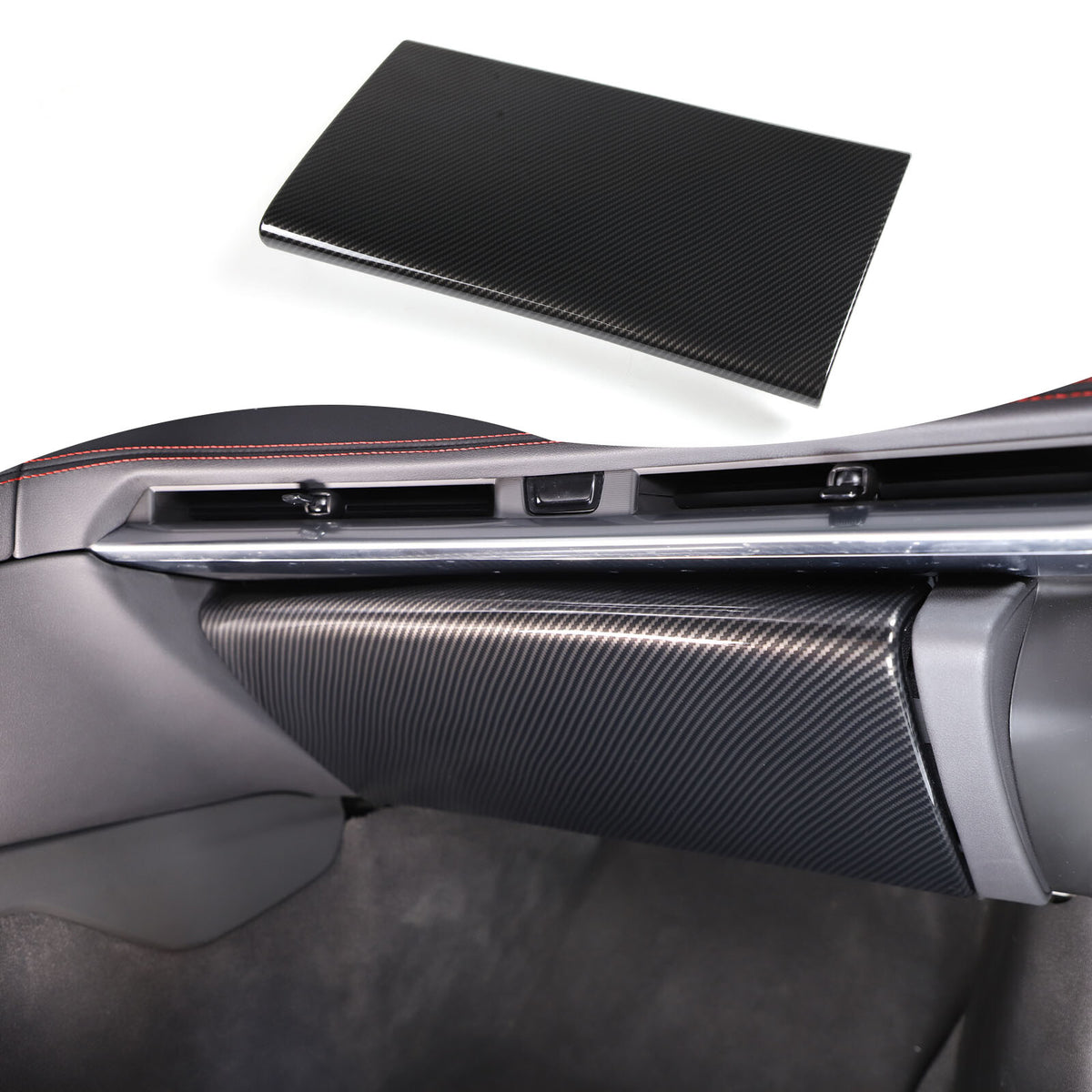ABS Carbon Fiber Co-pilot Storage Glove Box Cover Trim For C8 Corvette 2020-2026 12