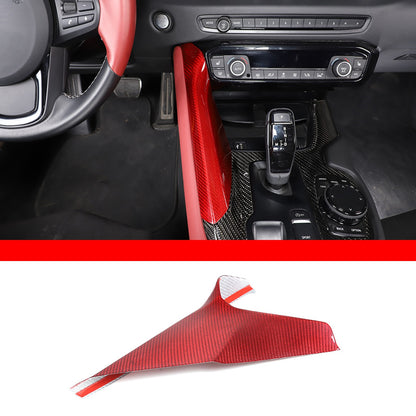 Red Real Carbon Fiber Center Gear Shift Side Panel Trim For Toyota Supra A90 19+ 17