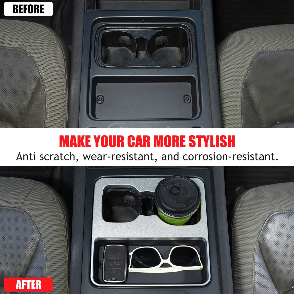 Silver Aluminum Cup Holder Elevation Pad Trim For LR Defender L663 2020-2021 15