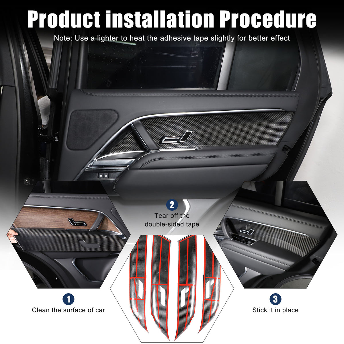 Real Carbon Fiber Interior Door Panel Cover Trim for LR Range Rover Sport 23-24 4