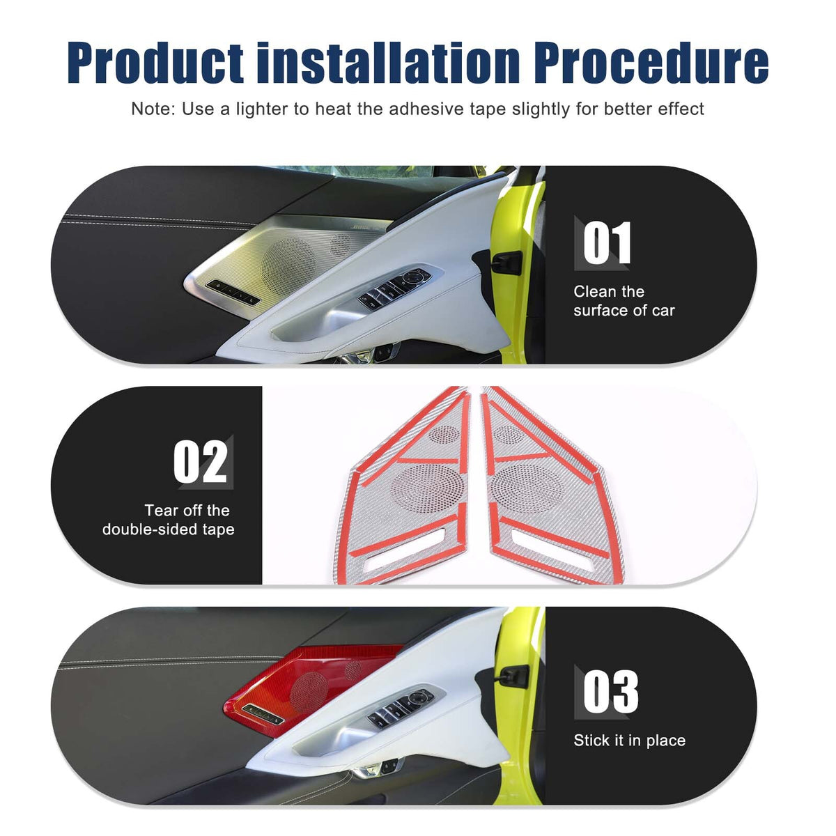 Red Real Carbon Door Speaker Cover Trim For Corvette C8 Z51 Coupe 2LT 3LT 20-26 7