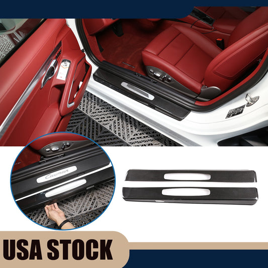 Real Carbon Fiber Exterior Door Sill Cover Trim Guard For Porsche 718 911 US 1