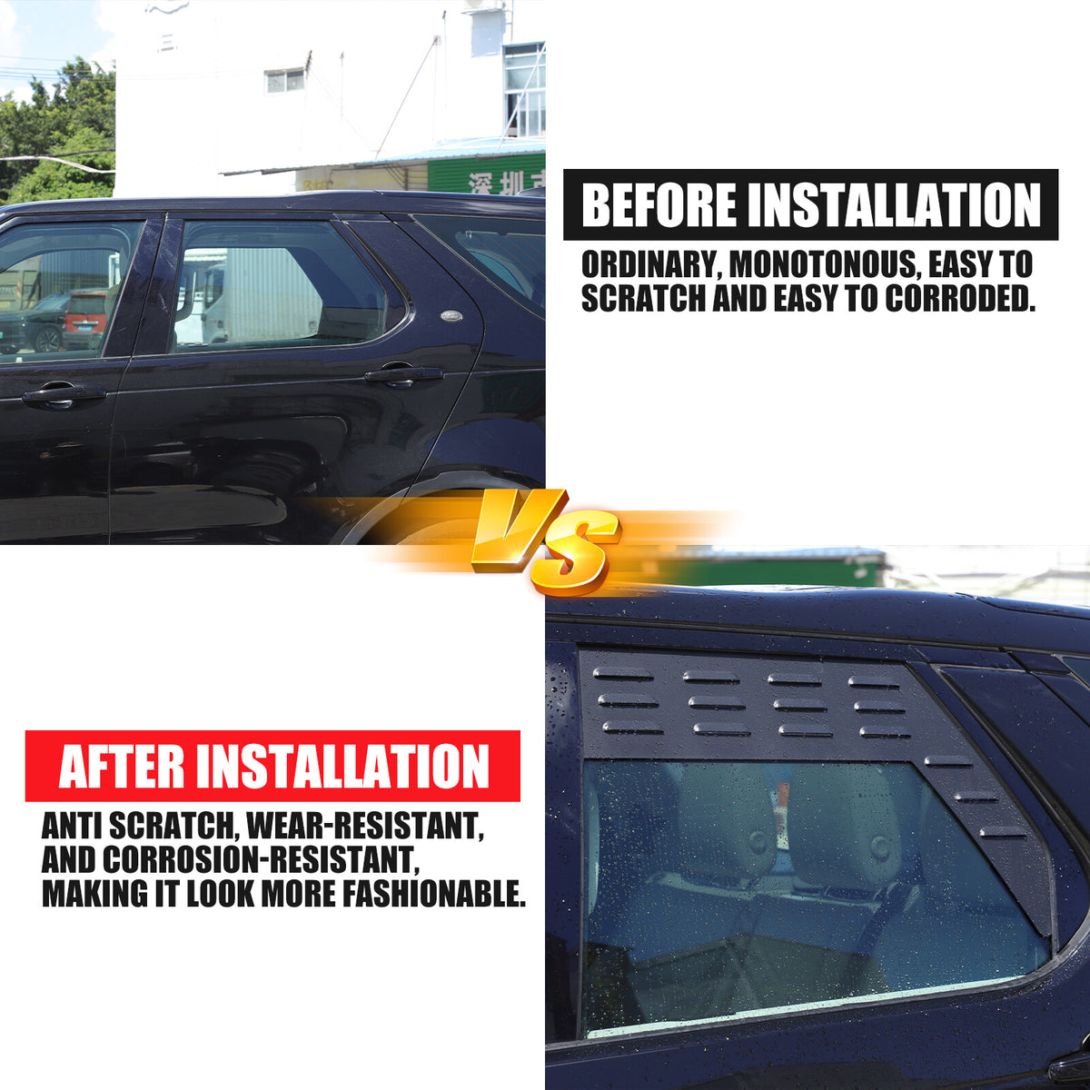 Rear Door Window Louver Air Vent Panel Trim Cover For Land Rover Discovery 5 17+ 9