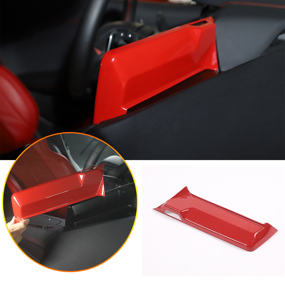 Interior ABS Red Console GPS Navigation Cover Trim For Corvette C8 Stingray 2