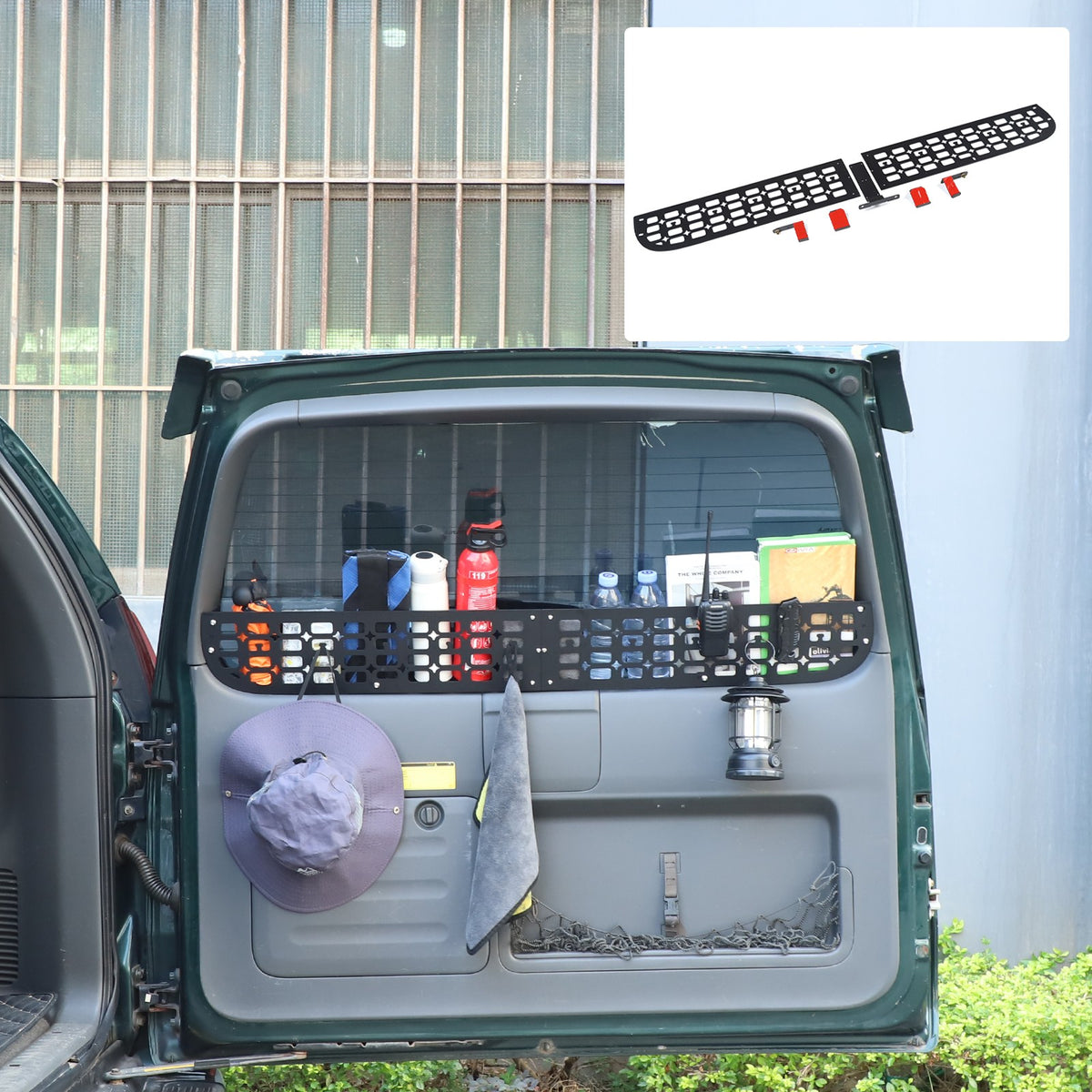 Rear Window Storage Barrier Molle Panel For Toyota Prado 2003-2009 21